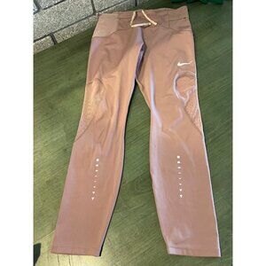 Nike Womens Pink Athletic Leggings W/ Mesh Panels & Reflective Details - Size M